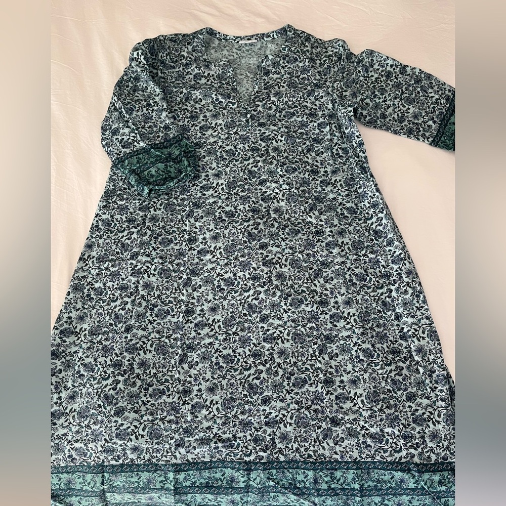 J Jill Floral Patterned Dress with Green Accents
